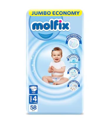 حفاضات مولفكس كبير مقاس 4 -58 قطعه