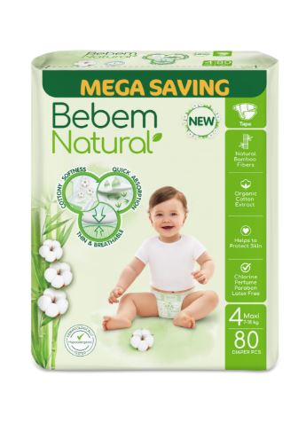 حفاضات بى بم الطبيعى ماكسى مقاس 4 - 76  قطعه ميجا